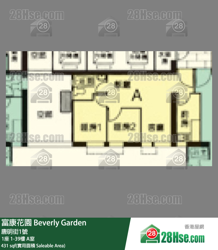 富康花園 1座28樓 A室 平面圖