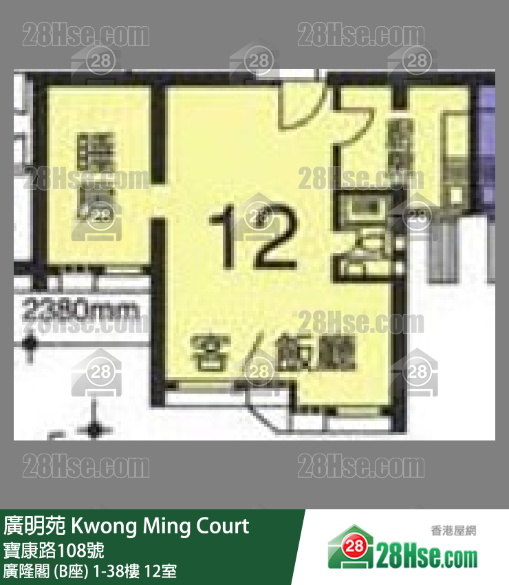 廣明苑 廣隆閣 (B座)38樓 12室 平面圖