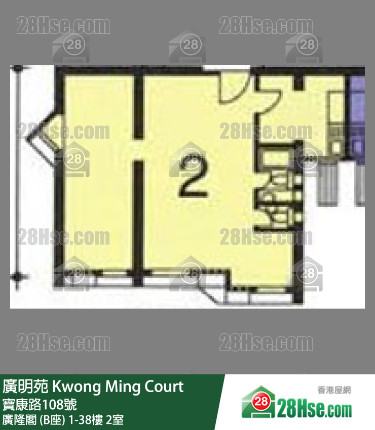 廣明苑 廣隆閣 (B座) 37樓 2室 平面圖