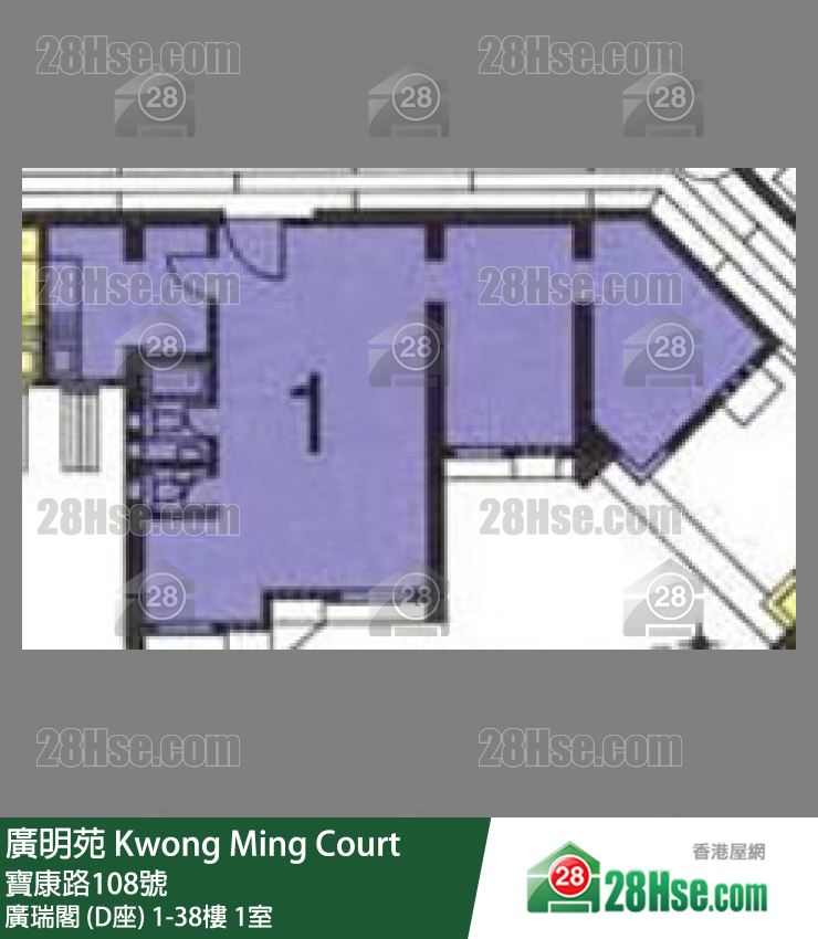 廣明苑 廣瑞閣 (D座)15樓 1室 平面圖