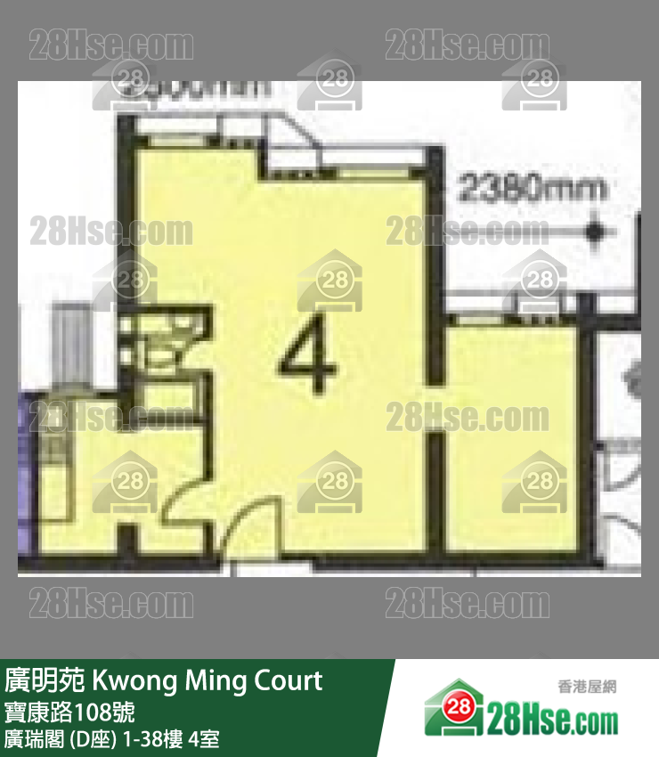 廣明苑 廣瑞閣 (D座)18樓 4室 平面圖