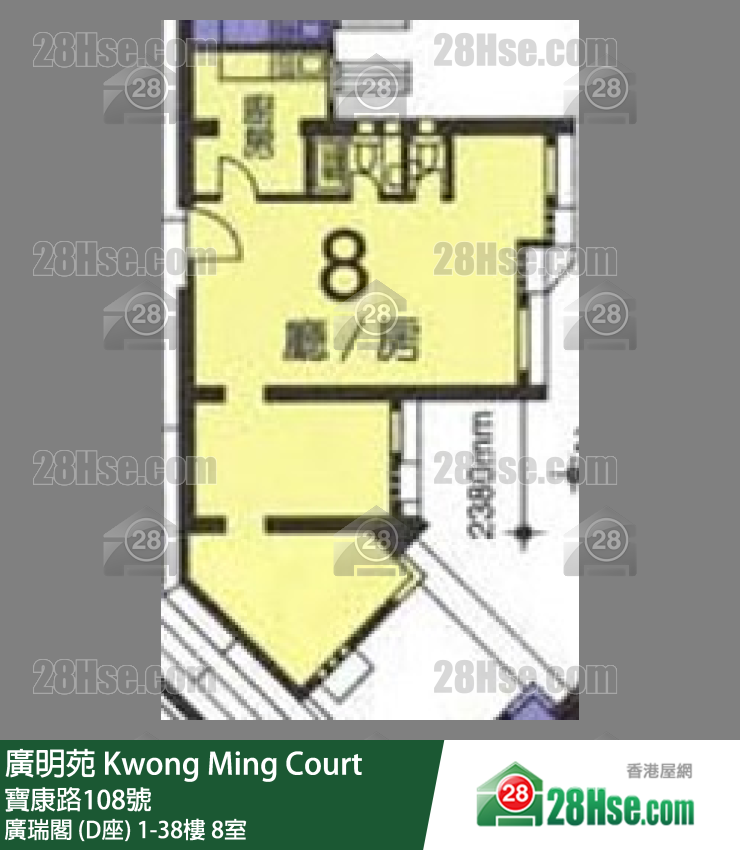 廣明苑 廣瑞閣 (D座)34樓 8室 平面圖