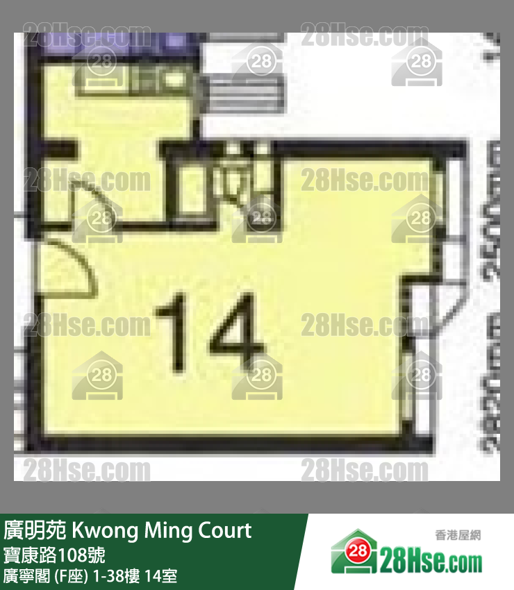 廣明苑 廣寧閣 (F座) 8樓 14室 平面圖