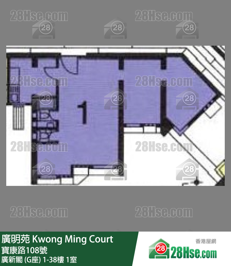 廣明苑 廣新閣 (G座)36樓 1室 平面圖