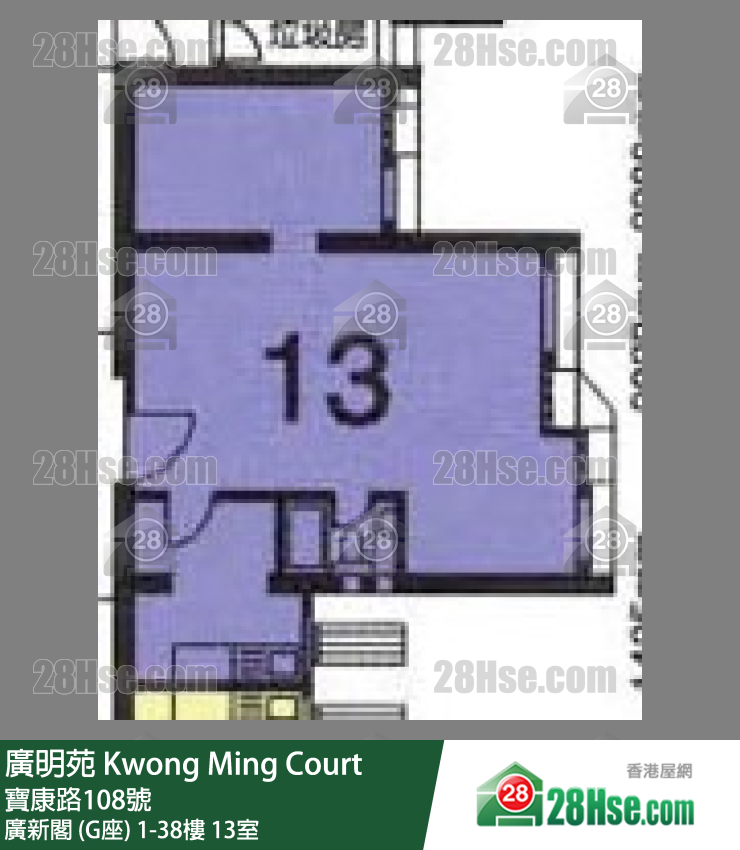 廣明苑 廣新閣 (G座) 37樓 13室 平面圖