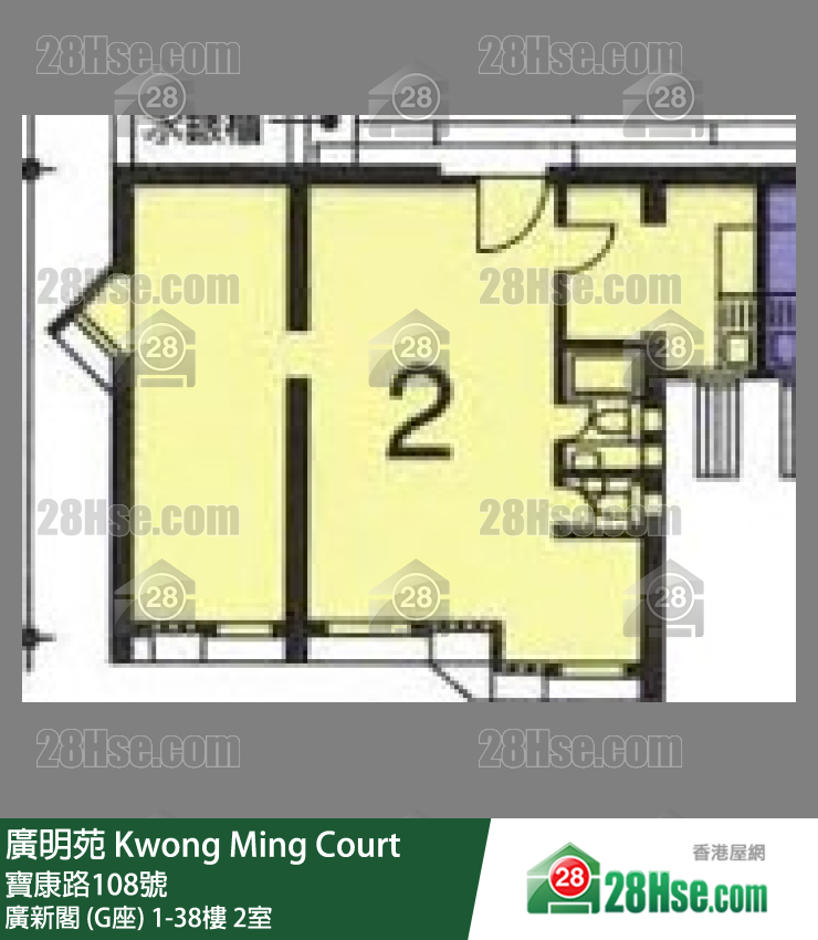 廣明苑 廣新閣 (G座)36樓 2室 平面圖
