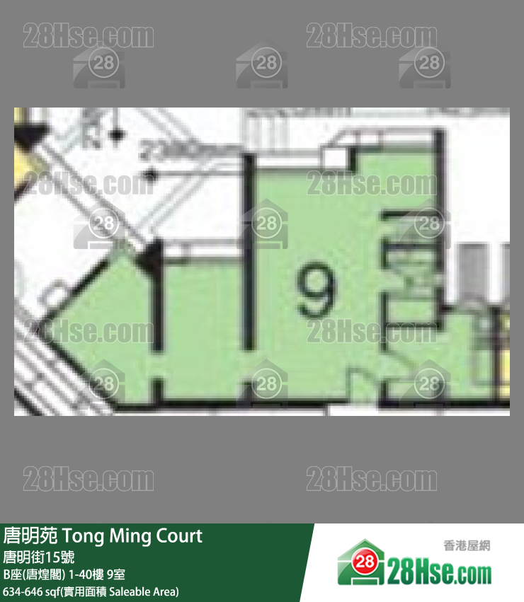 唐明苑 B座(唐煌閣)10樓 9室 平面圖