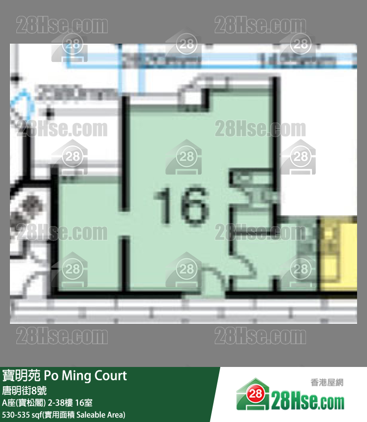 寶明苑 A座(寶松閣)23樓 16室 平面圖