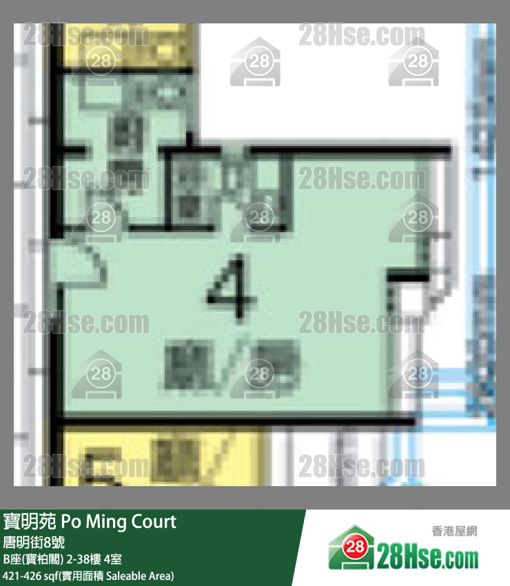 寶明苑 B座(寶柏閣)3樓 4室 平面圖