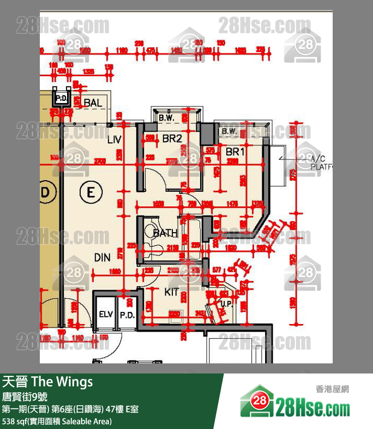 海天晋 第一期(天晋)第6座(日钻海)47楼 E室 平面图