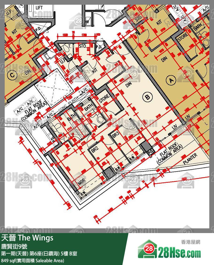 海天晋 第一期(天晋)第6座(日钻海)5楼 B室 平面图