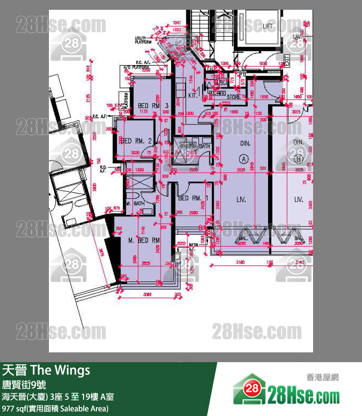 天晋 单位平面图(由 28Hse 提供)