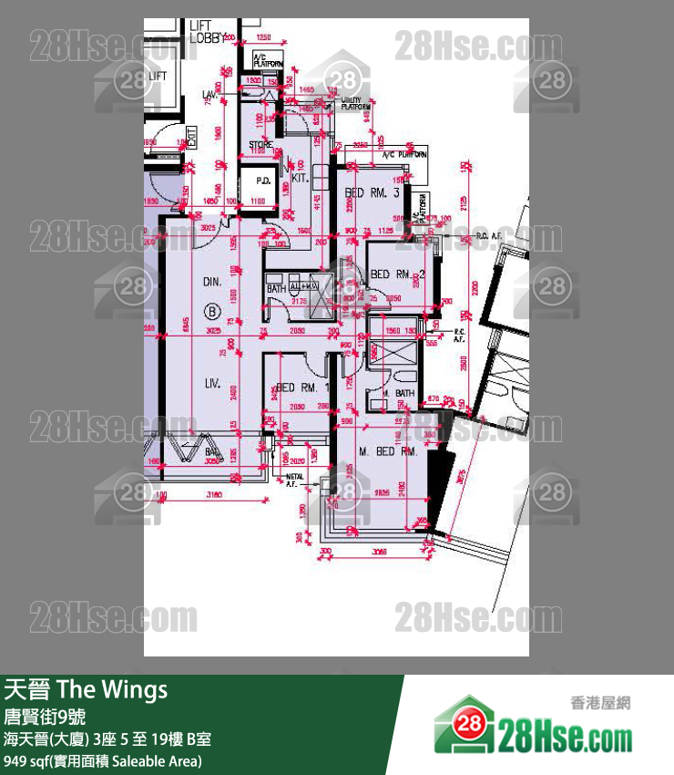 天晋 单位平面图(由 28Hse 提供)