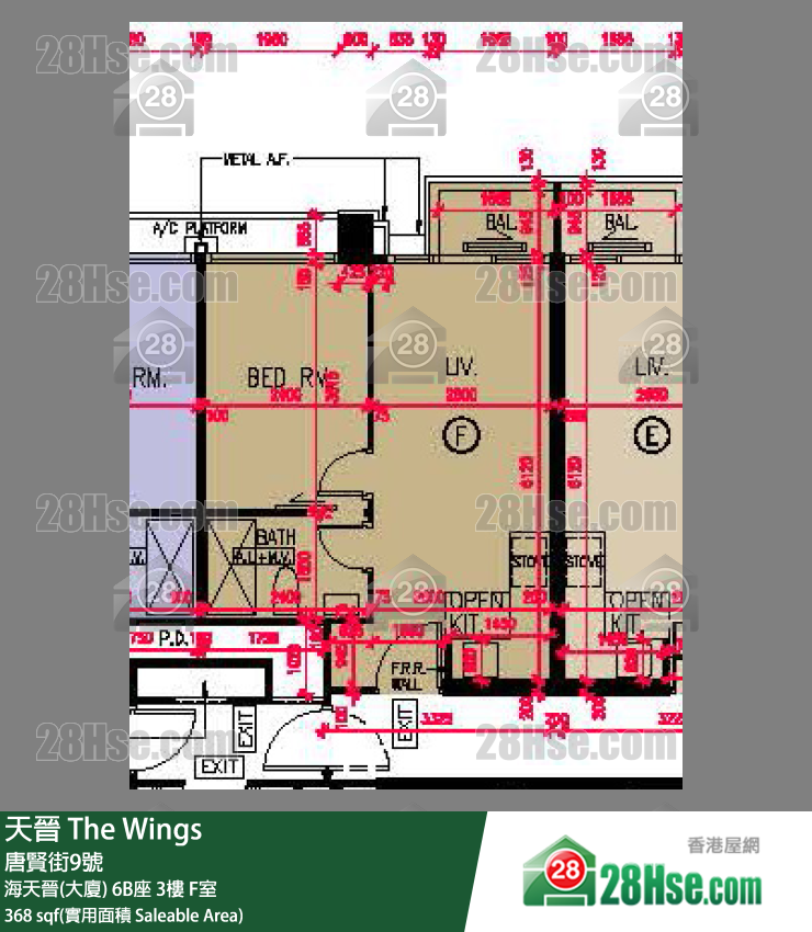 海天晉 海天晉(大廈)6B座3樓 F室 平面圖