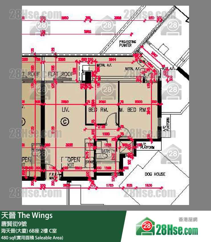 海天晉 海天晉(大廈) 6B座 2樓 C室 平面圖