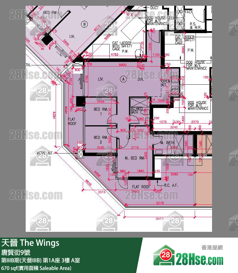 海天晋 第IIIB期(天晋IIIB) 第1A座 3楼 A室 平面图