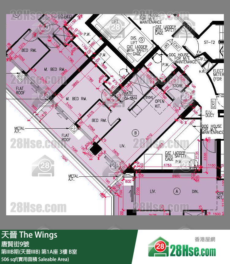 海天晋 第IIIB期(天晋IIIB) 第1A座 3楼 B室 平面图