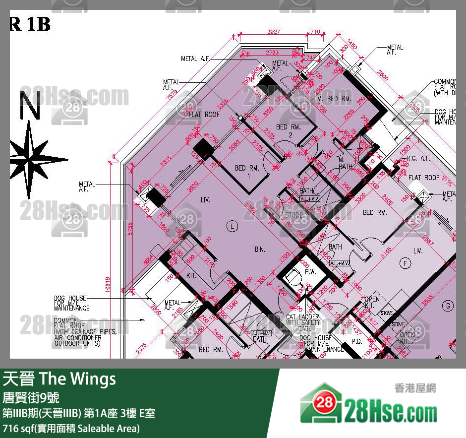 海天晋 第IIIB期(天晋IIIB)第1A座3楼 E室 平面图