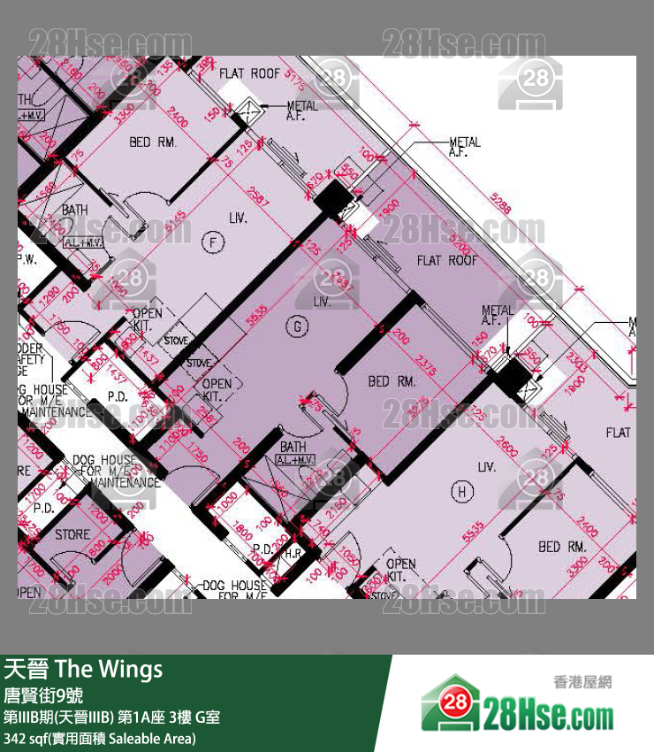 海天晉 第IIIB期(天晉IIIB) 第1A座 3樓 G室 平面圖