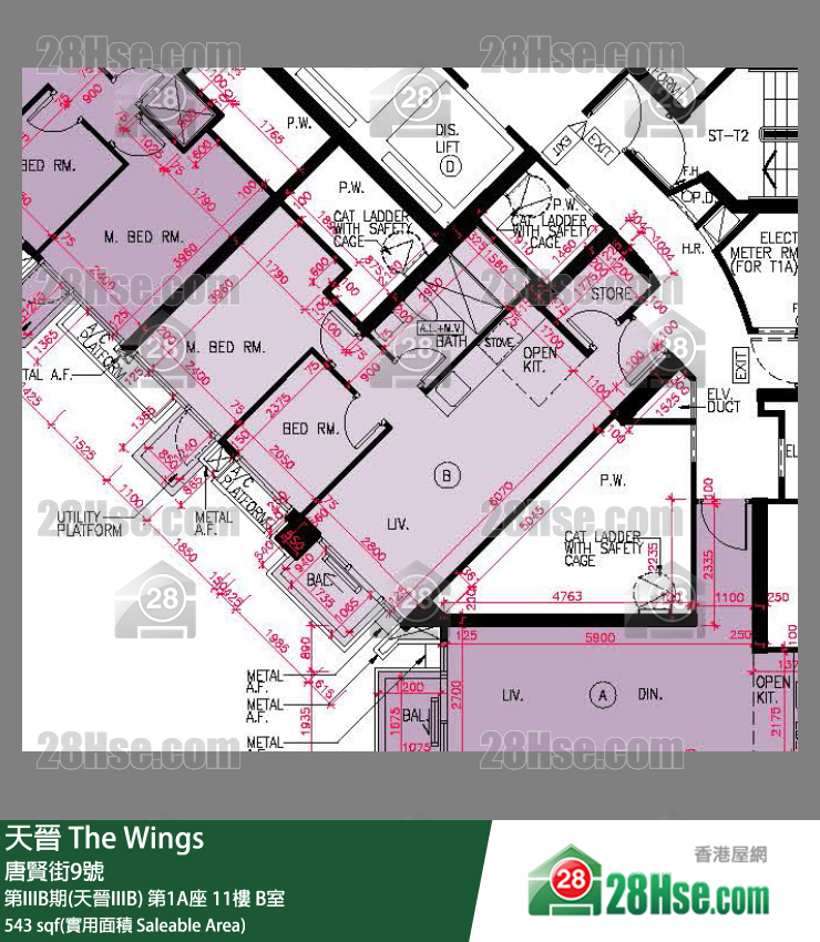 海天晋 第IIIB期(天晋IIIB) 第1A座 11楼 B室 平面图