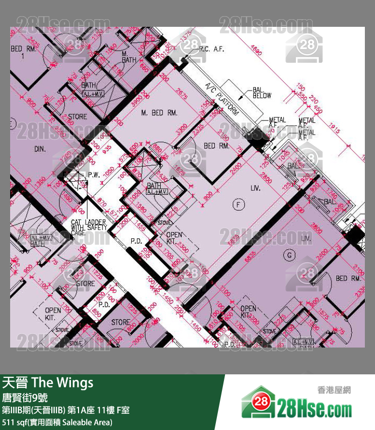 海天晉 第IIIB期(天晉IIIB)第1A座11樓 F室 平面圖