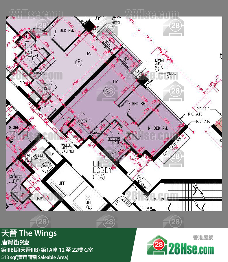 海天晉 第IIIB期(天晉IIIB) 第1A座 19樓 G室 平面圖