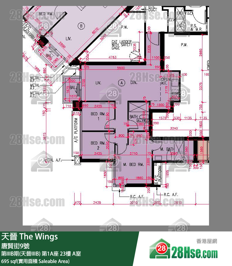 海天晋 第IIIB期(天晋IIIB)第1A座23楼 A室 平面图