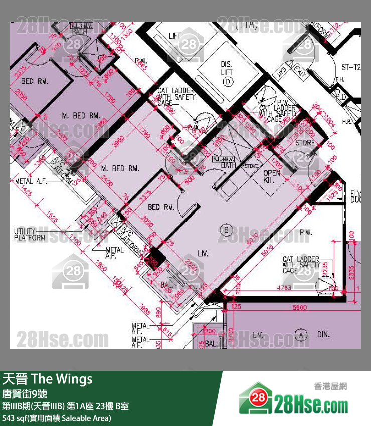 海天晋 第IIIB期(天晋IIIB) 第1A座 23楼 B室 平面图