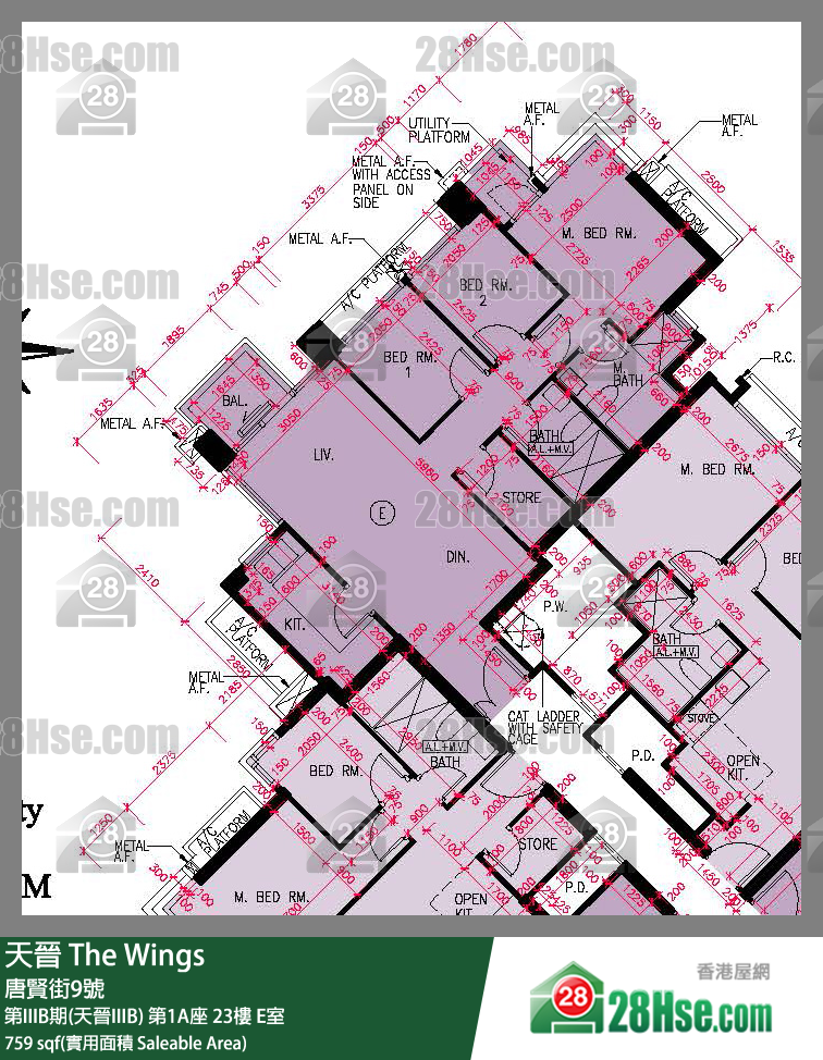 海天晋 第IIIB期(天晋IIIB) 第1A座 23楼 E室 平面图