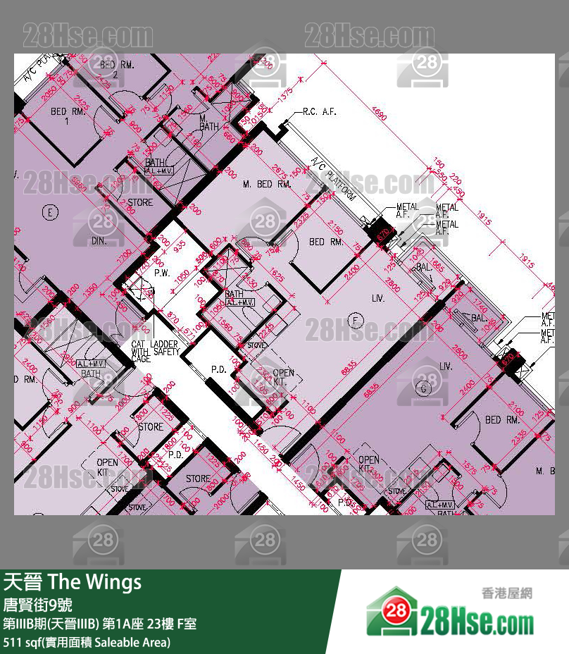 海天晉 第IIIB期(天晉IIIB)第1A座23樓 F室 平面圖