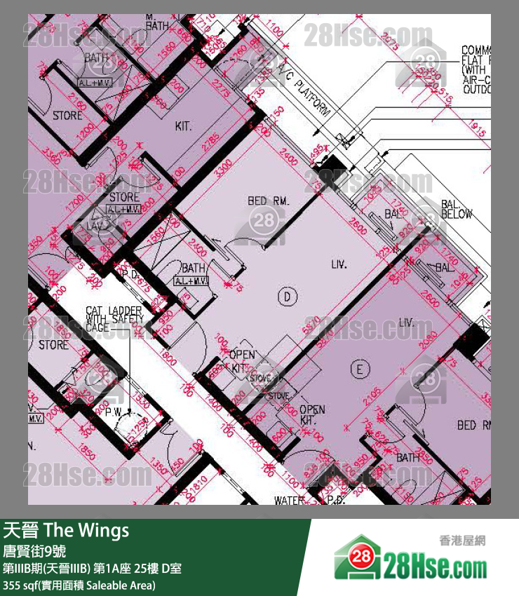 海天晋 第IIIB期(天晋IIIB) 第1A座 25楼 D室 平面图