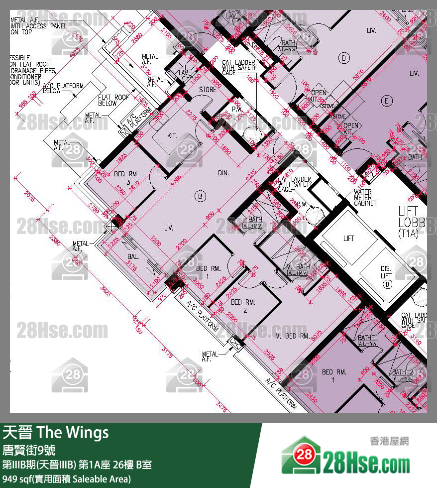 海天晉 第IIIB期(天晉IIIB)第1A座26樓 B室 平面圖