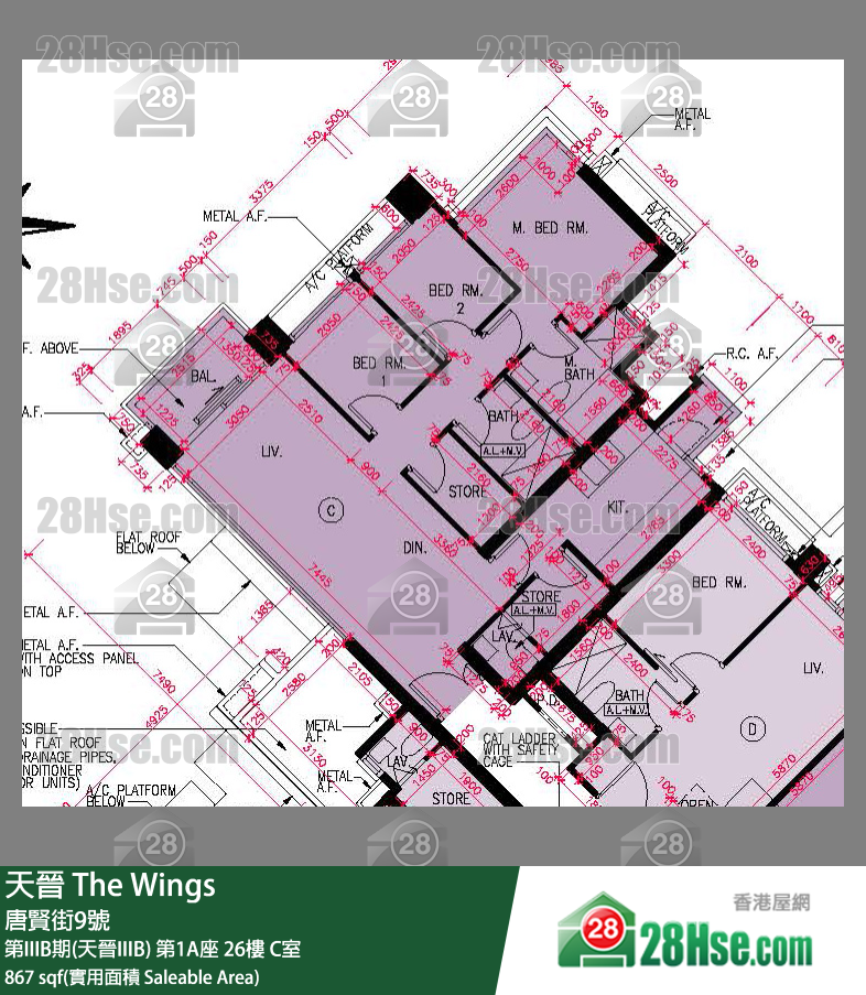 海天晋 第IIIB期(天晋IIIB)第1A座26楼 C室 平面图