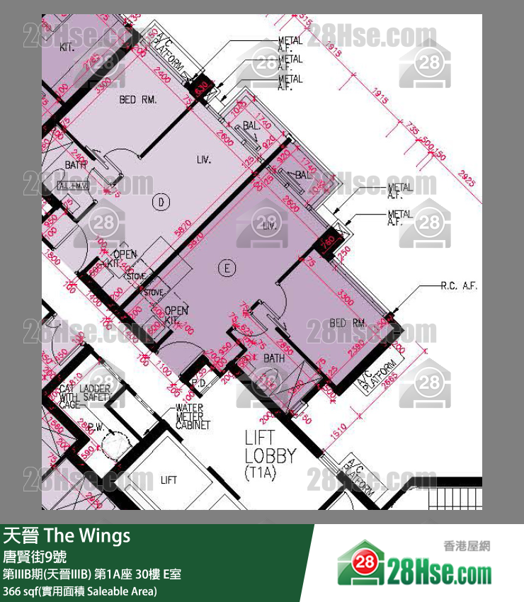 海天晋 第IIIB期(天晋IIIB) 第1A座 30楼 E室 平面图