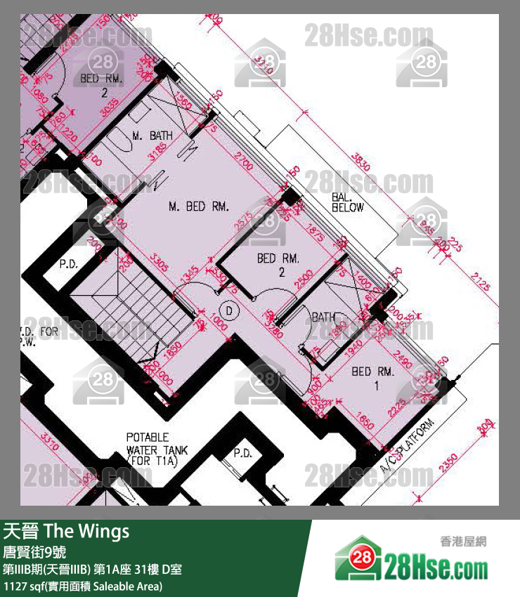 海天晋 第IIIB期(天晋IIIB) 第1A座 31楼 D室 平面图