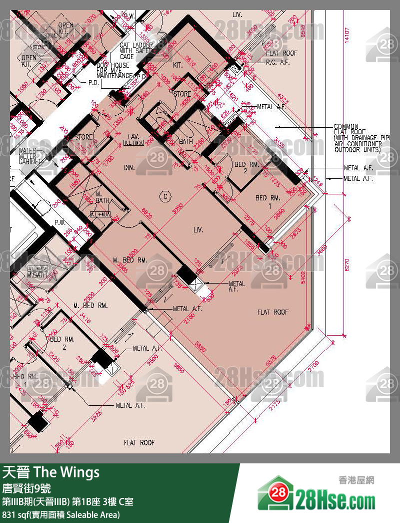 海天晋 第IIIB期(天晋IIIB) 第1B座 3楼 C室 平面图