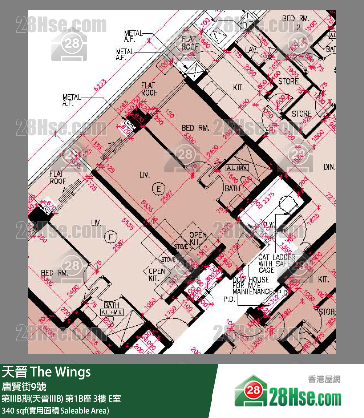 海天晉 第IIIB期(天晉IIIB)第1B座3樓 E室 平面圖