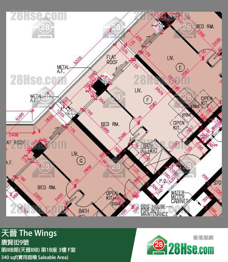 海天晉 第IIIB期(天晉IIIB) 第1B座 3樓 F室 平面圖
