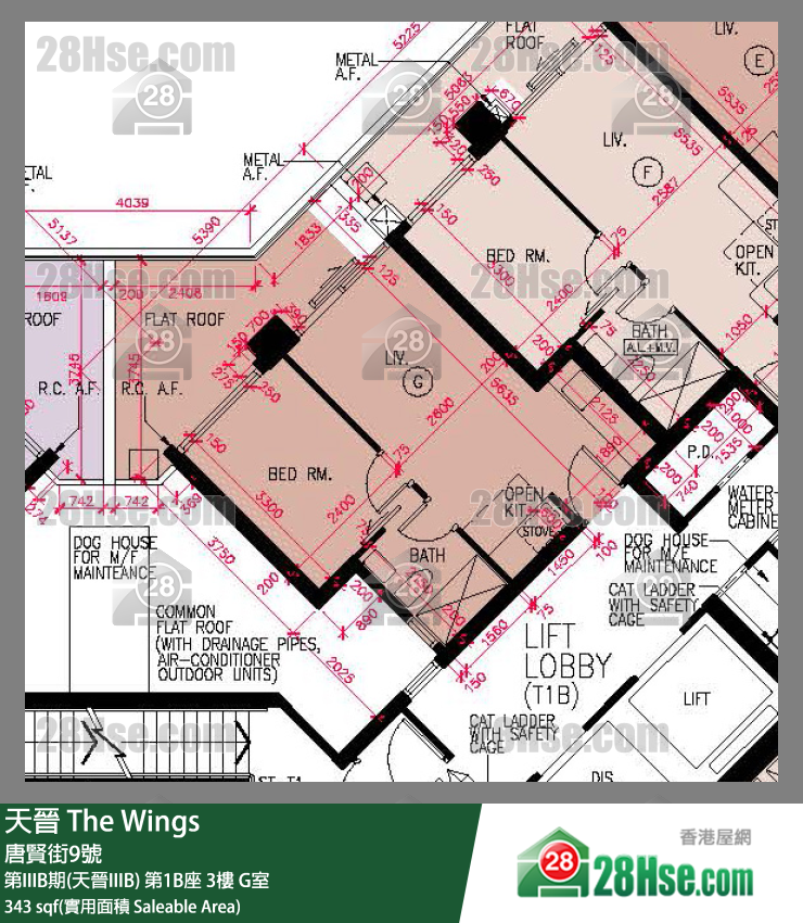 海天晉 第IIIB期(天晉IIIB) 第1B座 3樓 G室 平面圖
