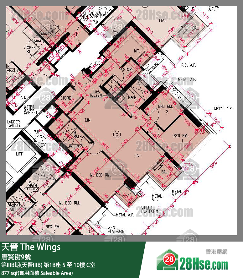 海天晉 第IIIB期(天晉IIIB)第1B座9樓 C室 平面圖
