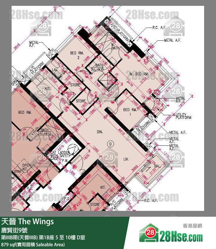 海天晉 第IIIB期(天晉IIIB) 第1B座 8樓 D室 平面圖