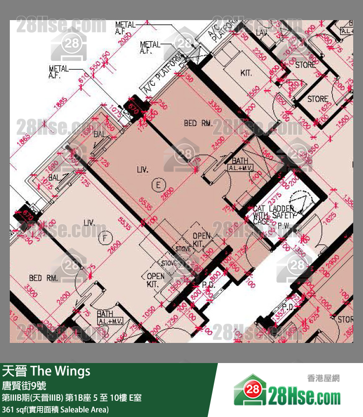 海天晉 第IIIB期(天晉IIIB) 第1B座 8樓 E室 平面圖