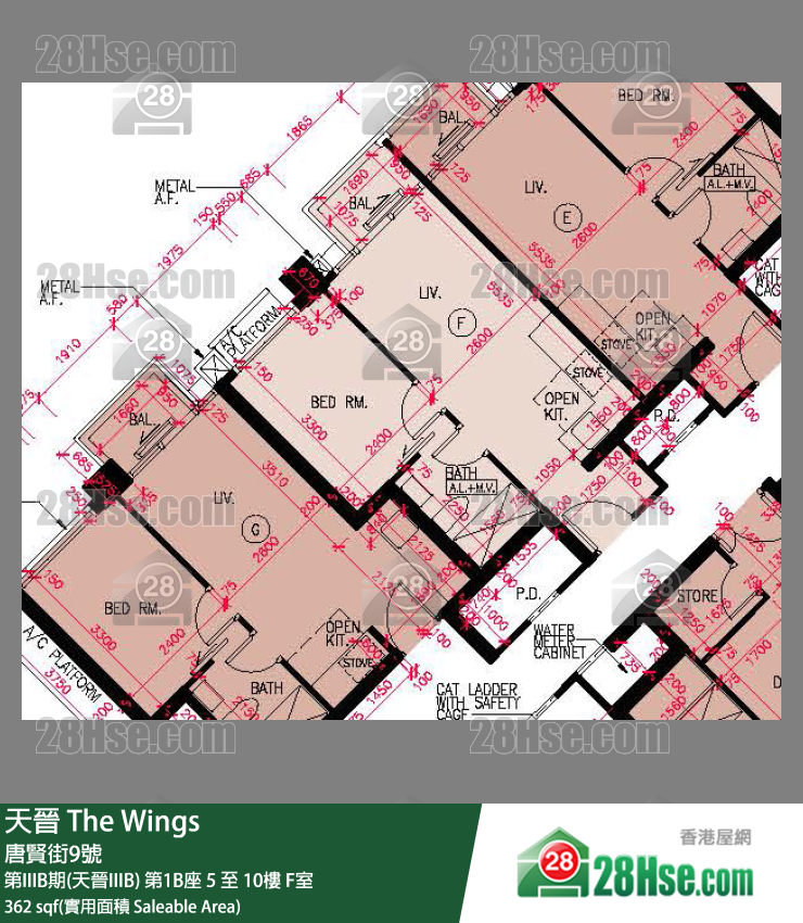 海天晉 第IIIB期(天晉IIIB) 第1B座 5樓 F室 平面圖