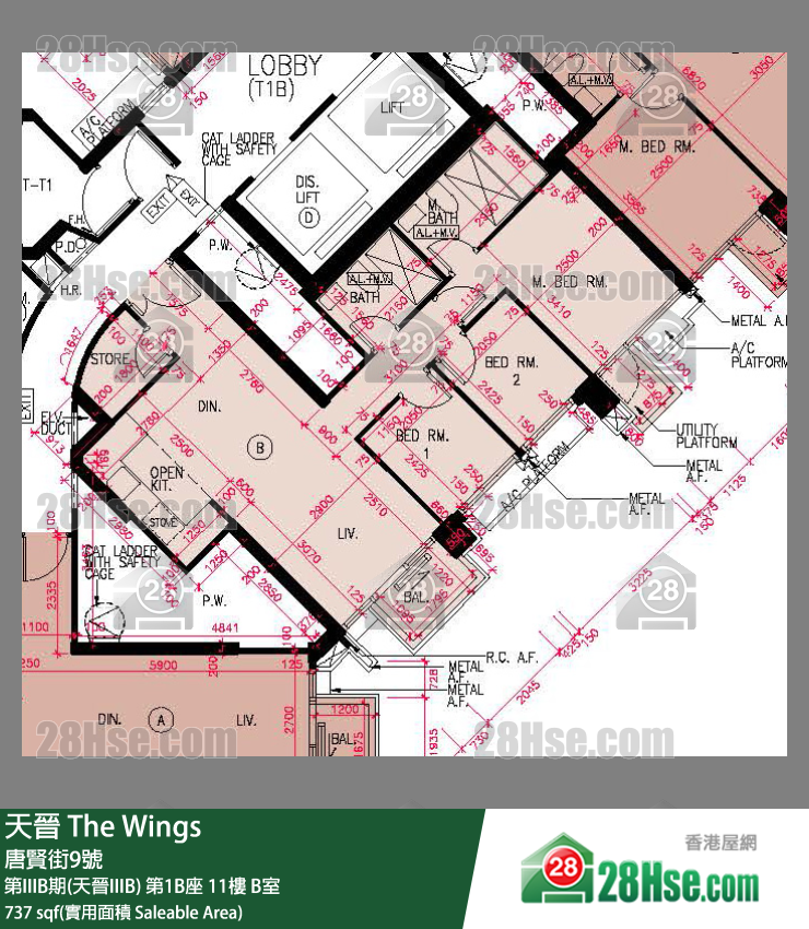 海天晋 第IIIB期(天晋IIIB)第1B座11楼 B室 平面图