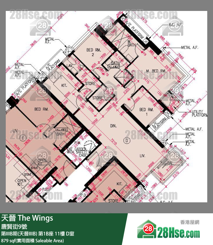 海天晋 第IIIB期(天晋IIIB)第1B座11楼 D室 平面图