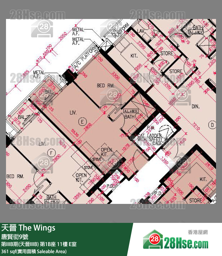 海天晉 第IIIB期(天晉IIIB)第1B座11樓 E室 平面圖