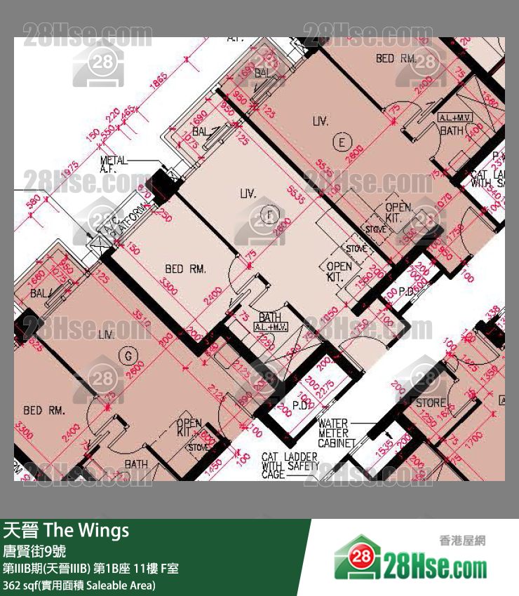 海天晉 第IIIB期(天晉IIIB)第1B座11樓 F室 平面圖