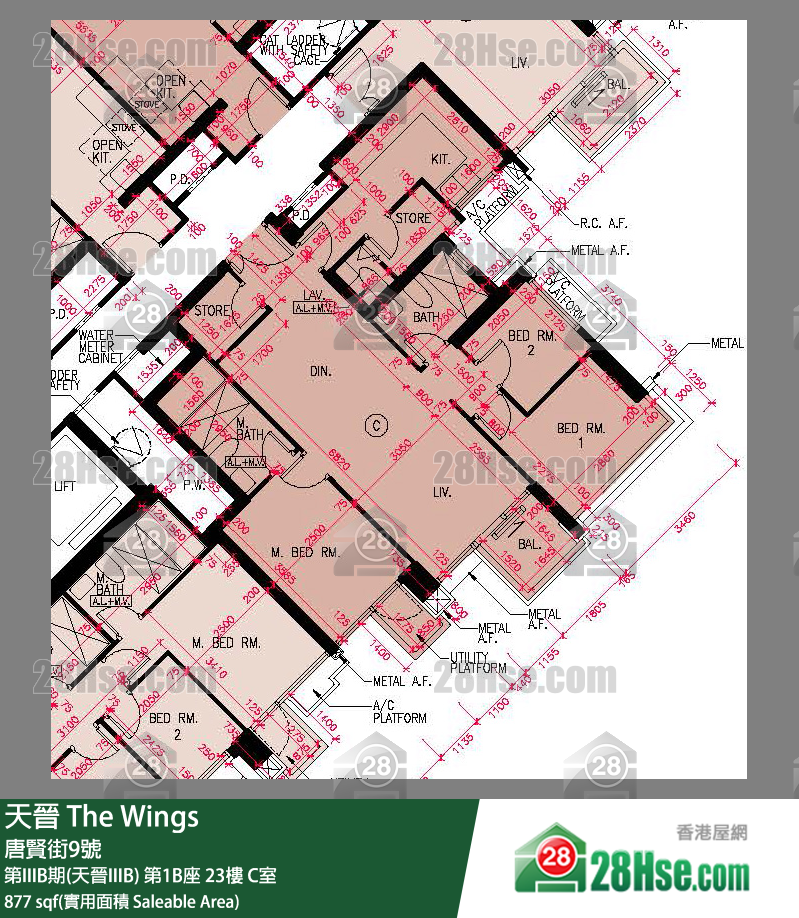 海天晉 第IIIB期(天晉IIIB)第1B座23樓 C室 平面圖