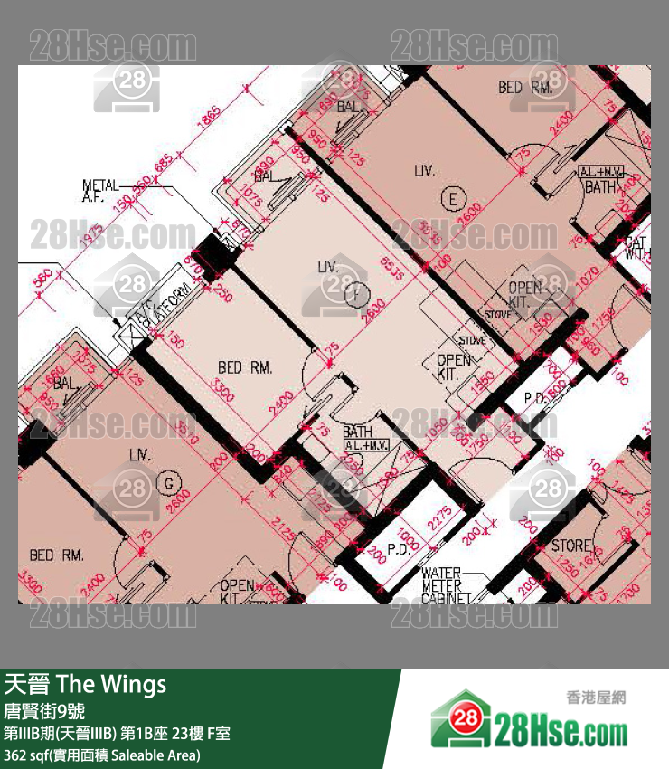 海天晉 第IIIB期(天晉IIIB) 第1B座 23樓 F室 平面圖