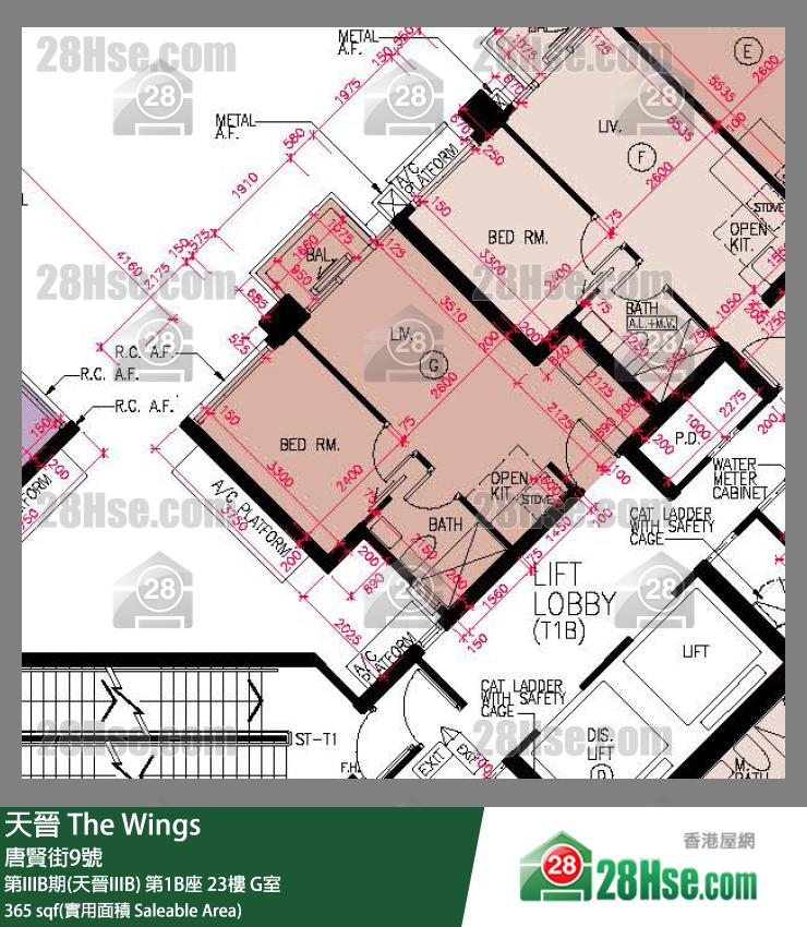 海天晉 第IIIB期(天晉IIIB) 第1B座 23樓 G室 平面圖